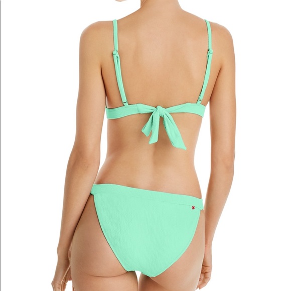 Red carter textured triangle bikini top - Picture 3 of 7